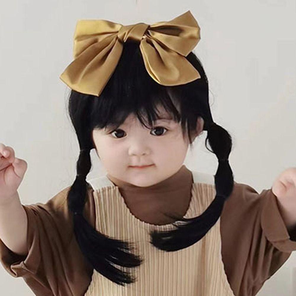 Photography Props Kids Decor Girls Toddler Neat Bang Long Straight Hair Short Bob Wig Baby Hair Wig