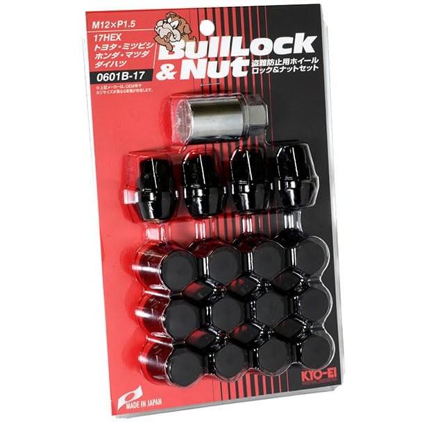 КЁ-ЭЙ (Кёэй Сангё) Секретные Гайки Колес Bull Lock 17HEX M12 P1.5 16шт Черные 0601B-17 для Автомобильной Противоугонной Системы