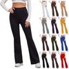 Women's Solid Color Yoga Pants Elastic Waist Sports Stretch Flare Running Casual Pants