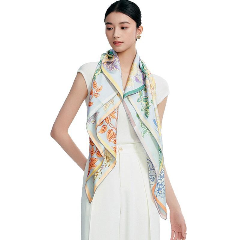 Original Design 100% Silk Scarf 110x110cm Heavyweight 18 Momme Double-sided Printed Square Women