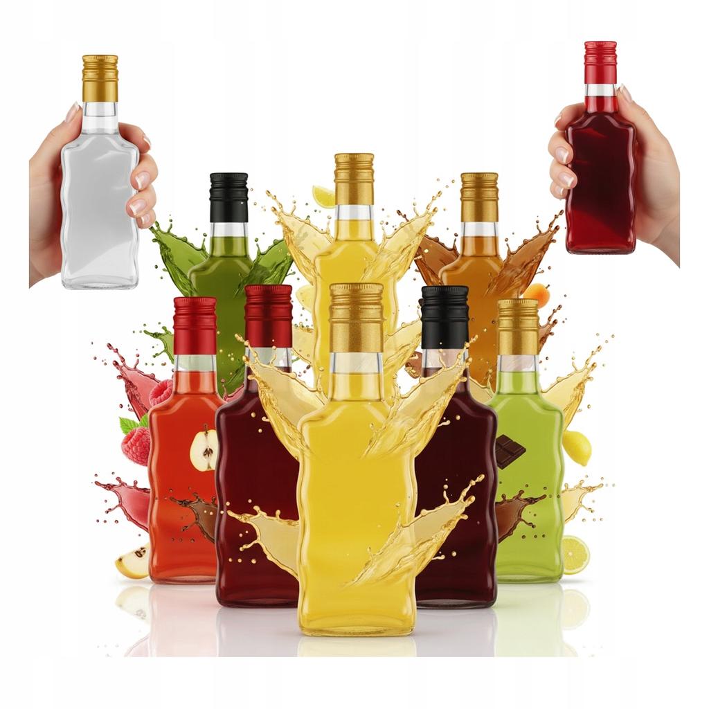 10 pcs. FALA Glass Bottles 200 ml for Liqueurs Wine Juice Gift + Cap