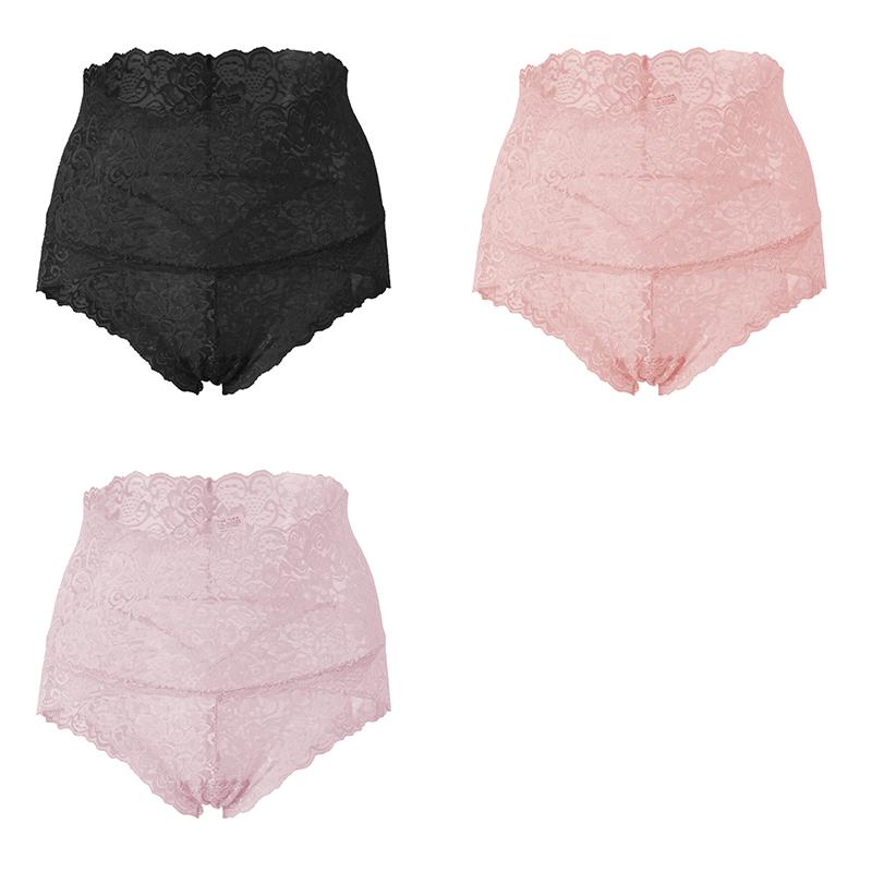 3PCS Ladies Sexy Mesh Panties High-waist Seamless Lace Underwear Briefs Women Knickers Transparent Lingerie