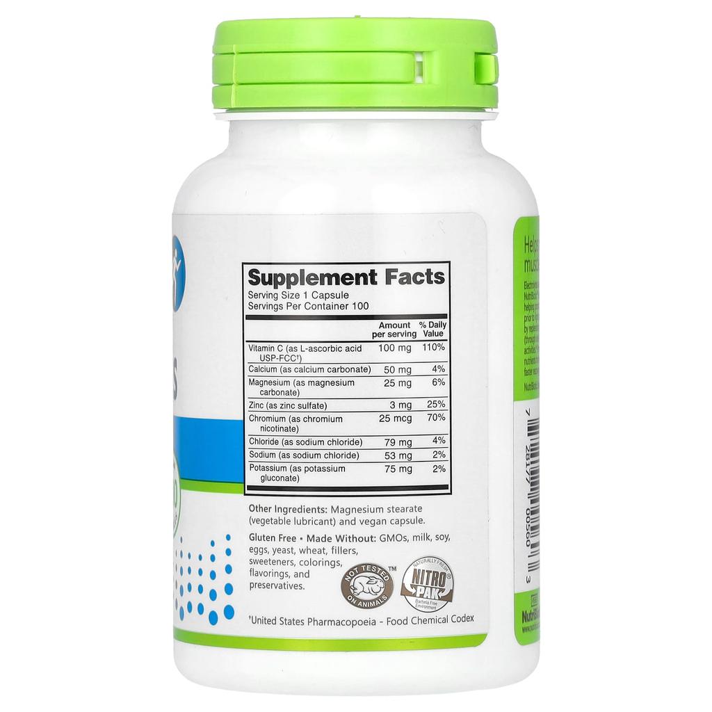 NutriBiotic Athletic Performance, Essential Electrolytes, 100 Veggie Capsules