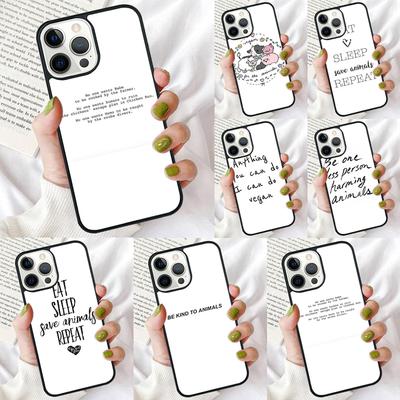 Чехол для телефона 'Любовь к животным, веганские цитаты' для iPhone 17 Air 16 Coque 15 14 12 13 PLUS 11 PRO MAX Задняя крышка Fundas Shell