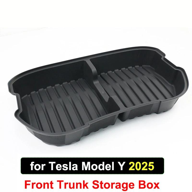 For Tesla Model Y Juniper 2025 Frunk Organizer Box Rear Trunk Double-deck Storage Box Front Cargo Dustproof Luggage Storage Tray