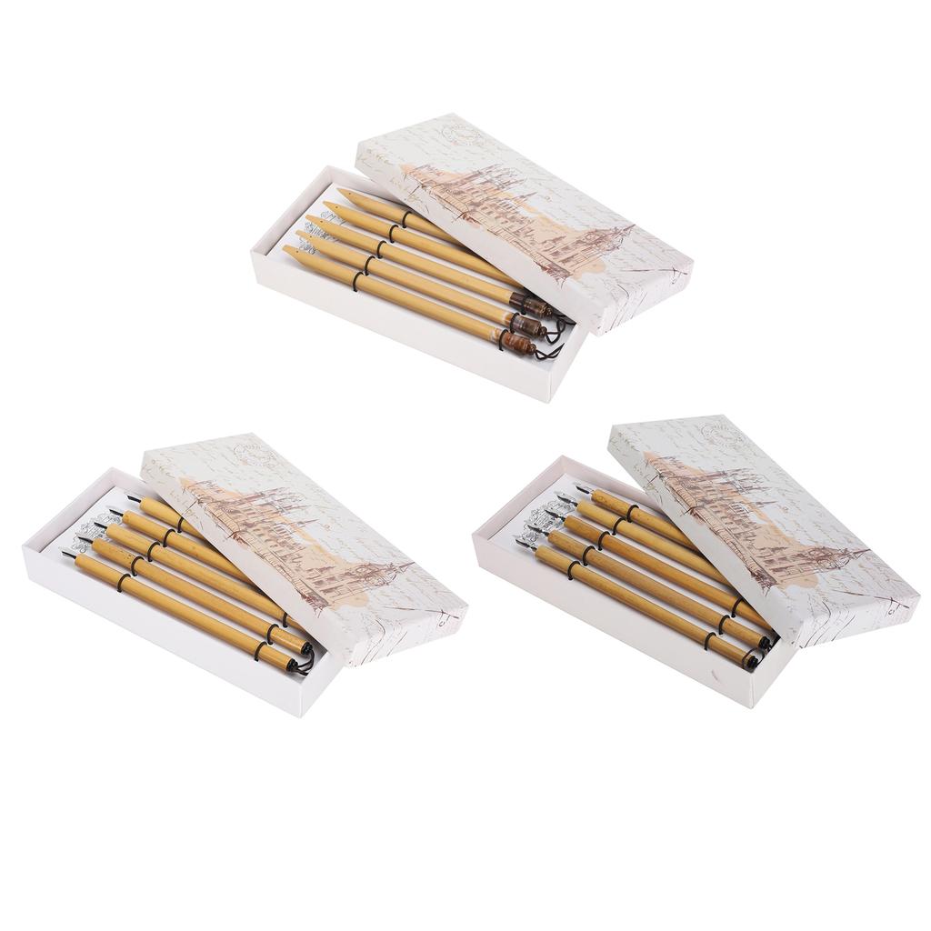 5 шт., перо ручной работы, манга, каллиграфия, винтажный бамбуковый рисунок, комплект для рисования, школьные принадлежности