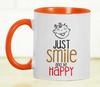Inkdotpot Просто улыбнитесь и будьте счастливы - милая мотивирующая кружка для чая в подарок на день рождения для мужчин и женщин с цитатами 11 унций