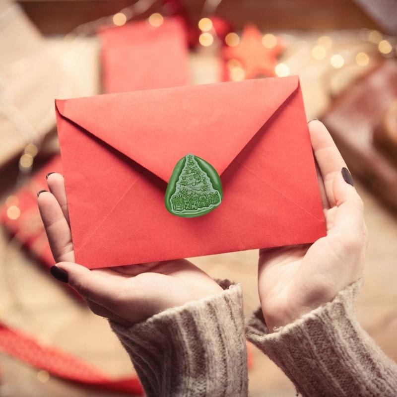 Vintage Stamp Head for Seal Letter Envelope Wedding Invitations Christmas Card Decoration, Christmas Embossed Seal Stamp