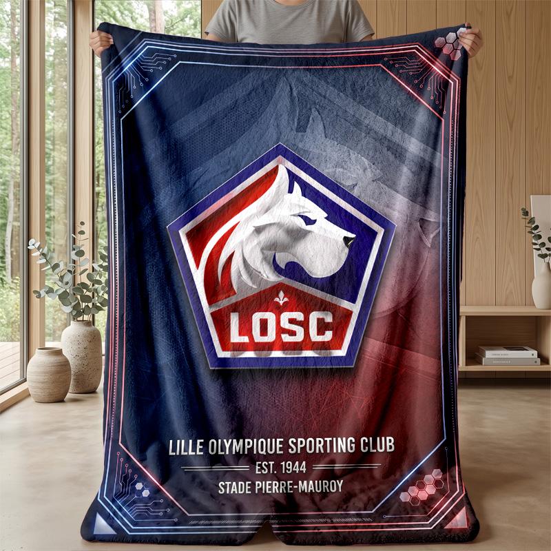LOSC Lille FC Soft Flannel Fleece Blanket Lightweight Cozy Warm Throw Blanket For Sofa Bed Home Decor