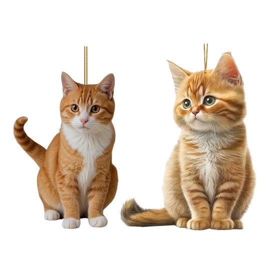 Acrylic Cat Pendant with Lanyard Easy To Hang Lightweight Design Adorable Kitty Christmas Decoration Tree