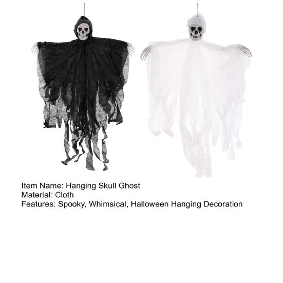 Halloween Hanging Skull Ghost Scary Grim Reaper Skeleton Decoration for Outside Yard Porch Haunted House Party Decor