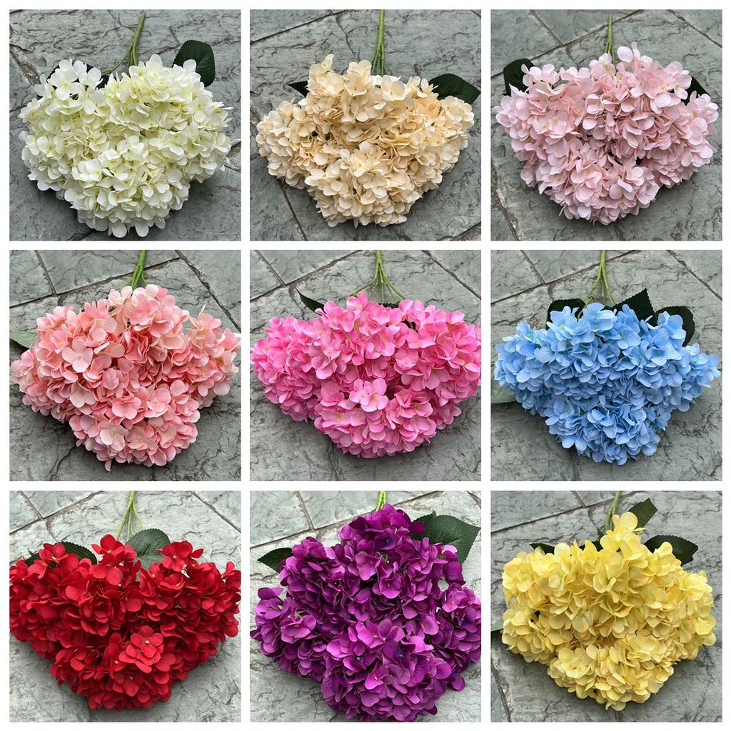 1PC 5-Head Artificial Flowers Silk Hydrangea Bridal Bouquet Real Touch Fake Flowers Home Party Wedding Decoration