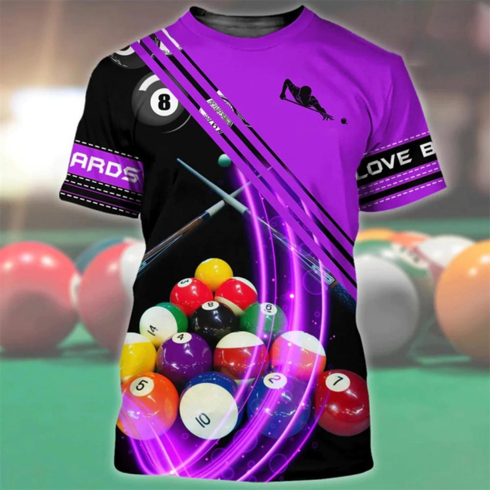 Летняя мужская футболка «Бильярд № 8», черный шар с 3d принтом, высококачественная мужская верхняя праздничная повседневная одежда, повседневная уличная одежда с коротким рукавом