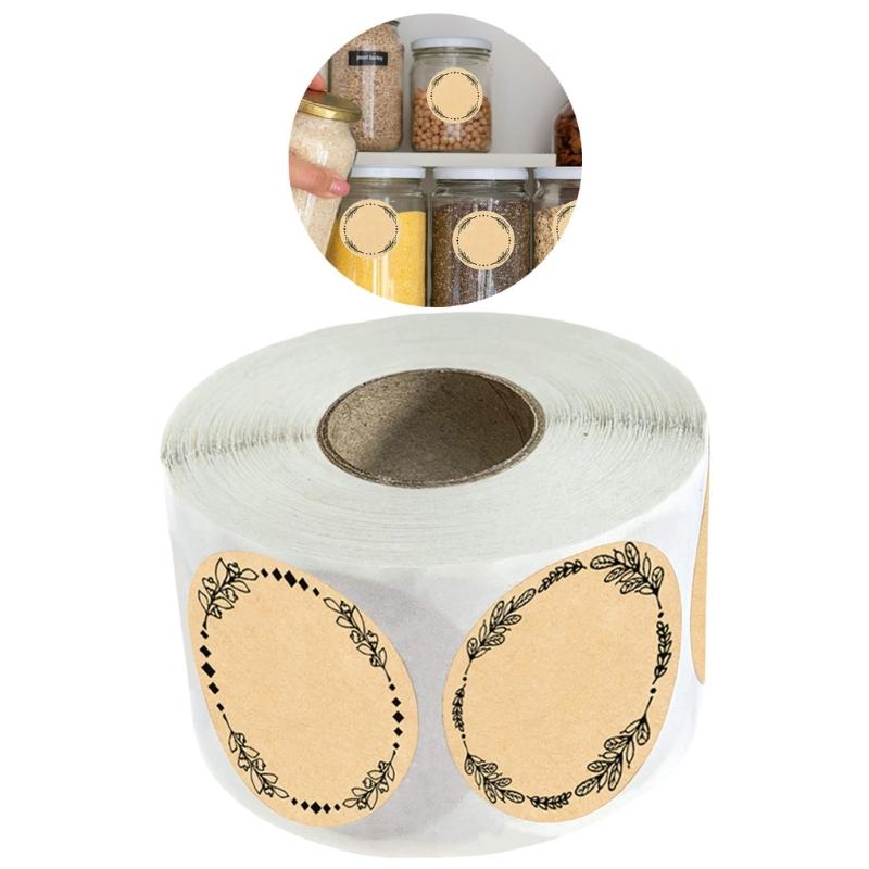 500 шт. Крафт-коричневые наклейки с дизайном в виде венка для надписей, этикетки для консервных банок и праздничных украшений, наклейки для организации