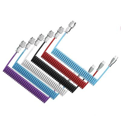 HXSJ Спиральный кабель для клавиатуры USB-Type-C, съемная механическая клавиатура, спиральный кабель с металлом