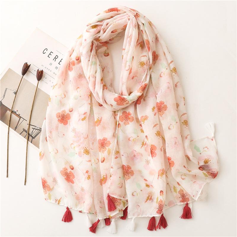 Autumn Fashion Lovely Cashew Floral Tassel Viscose Shawl Scarf Lady High Quality Soft Wrap Pashmina Stole Muslim Hijab 180*90Cm