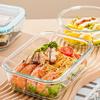 Стеклянный ланч-бокс Bento Box Разделенные контейнеры для приготовления пищи с крышками Штабелируемые многоразовые контейнеры для хранения продуктов