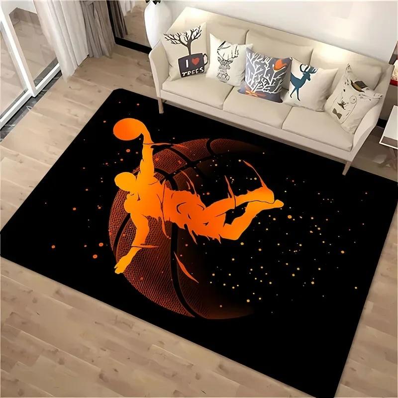 Ball Sports Theme Cartoon Carpet Soccer Floor Mat for Kids' Bedroom Football Large Area Rugs Stylish Living Room and Hallway Rug