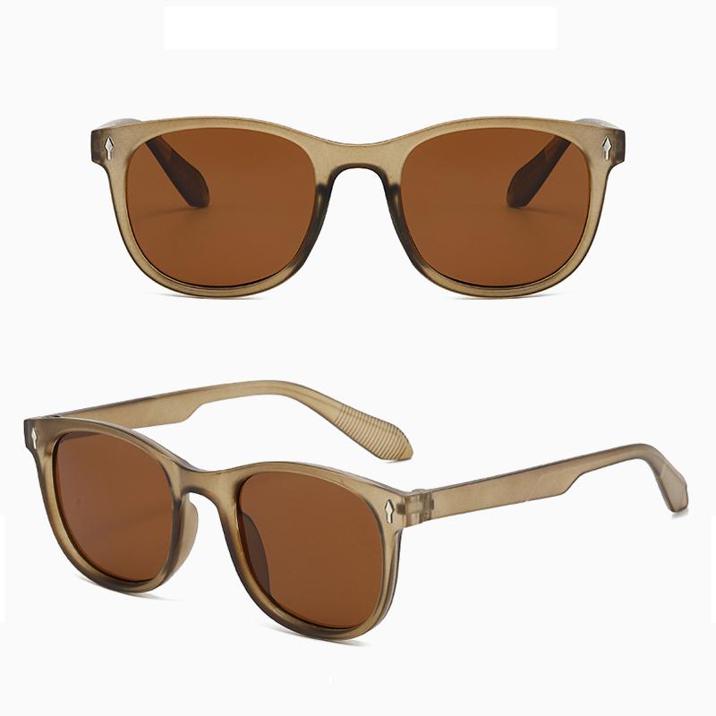 Fashion Men Women Retro Round Sunglasses Anti‑Glare UV400 Rivet Decor Lightweight Frame Driving Fishing Outdoor Daily Sunscreen Sun Glasses
