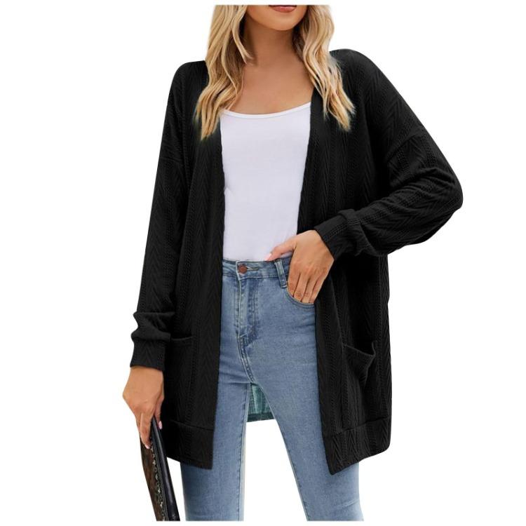Casual Solid Color Women's Mid Length Cardigan Sweater Coat Fashion