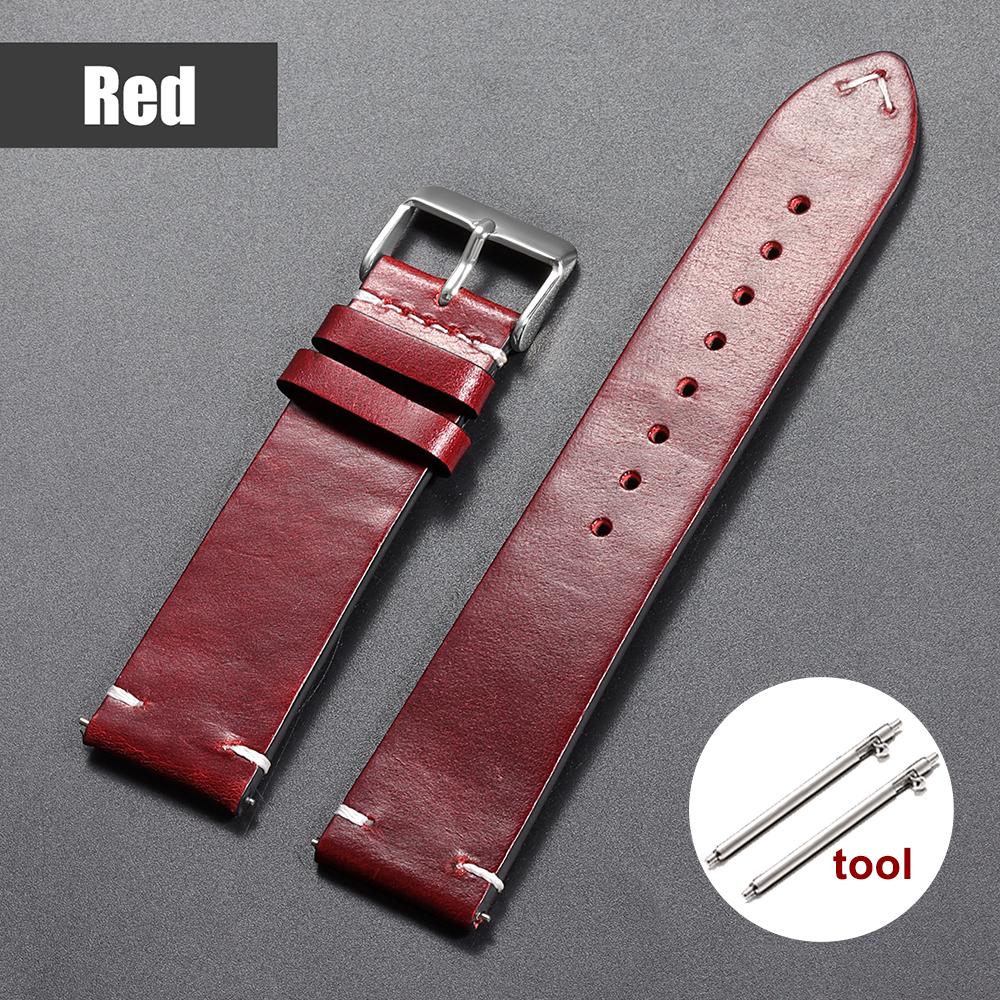 Vintage Oil Wax Leather Watchband 18mm 20mm 22mm 19mm 21mm 24mm Wristband Stitching Cowhide Strap for Omega for Seiko Watch Band