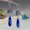 1 пара женских серег из искусственного синего камня, темпераментные украшения
