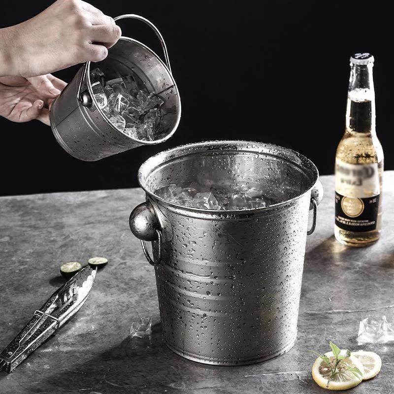 1/3/5L Stainless Steel Ice Bucket Champagne Wine Cooler Ice Maker Bucket For Bar Parties Chilling Beer Snack Bucket Container