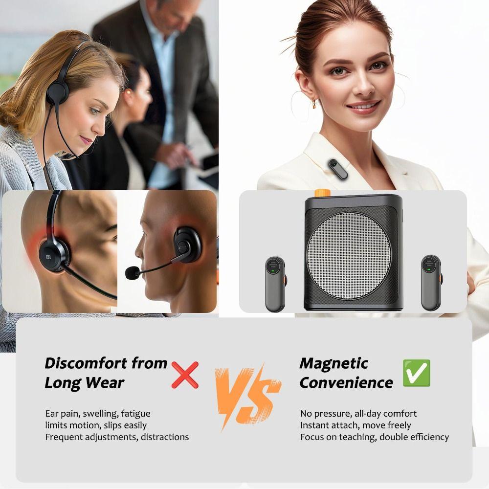 Rechargeable Wireless Microphone with Magnetic Lavalier Bluetooth Speaker Meetings