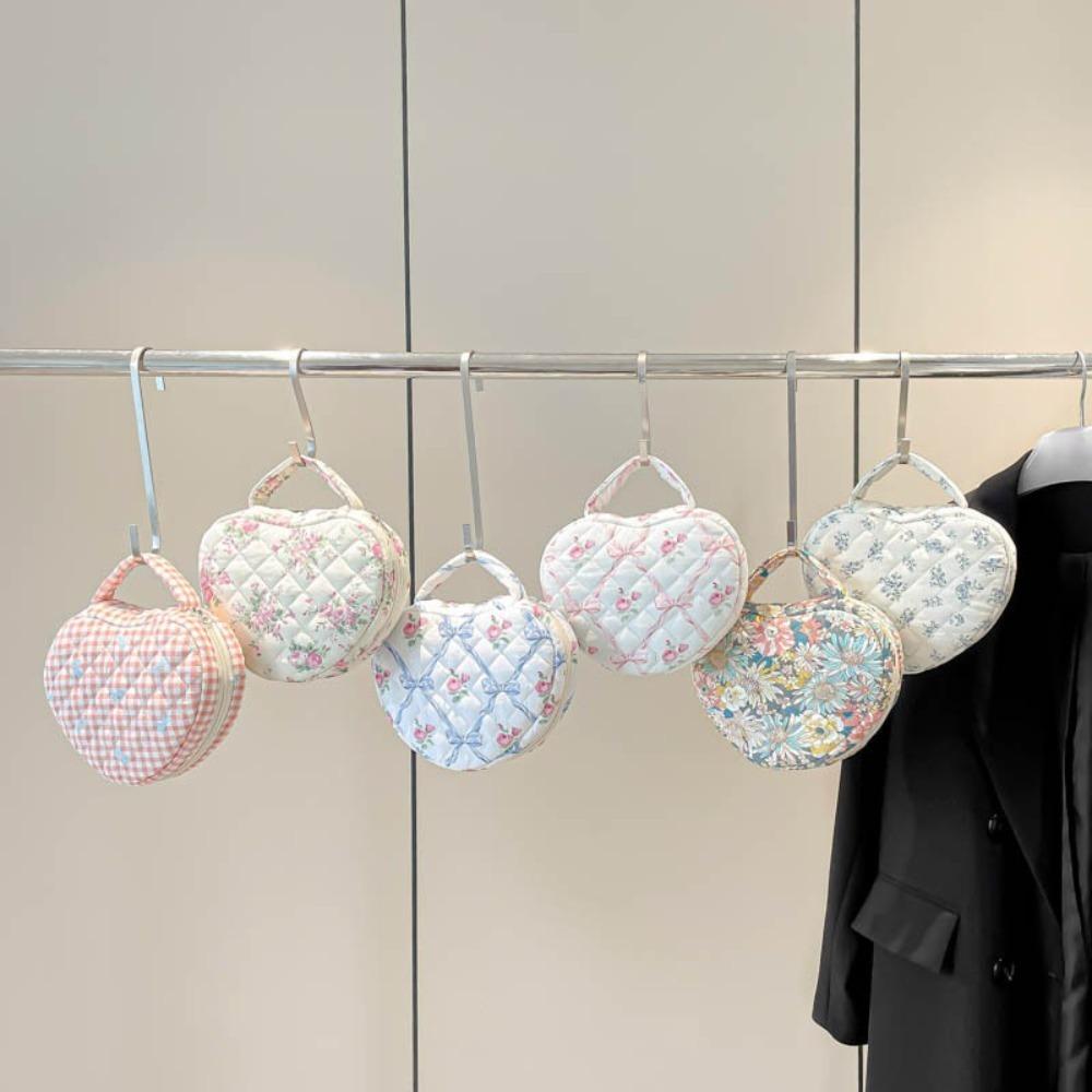 Cute Design Handheld Cosmetic Bag Quilting Cotton Floral Pattern Toiletry Bags Large Capacity Zipper Makeup Bag Handbag Storage