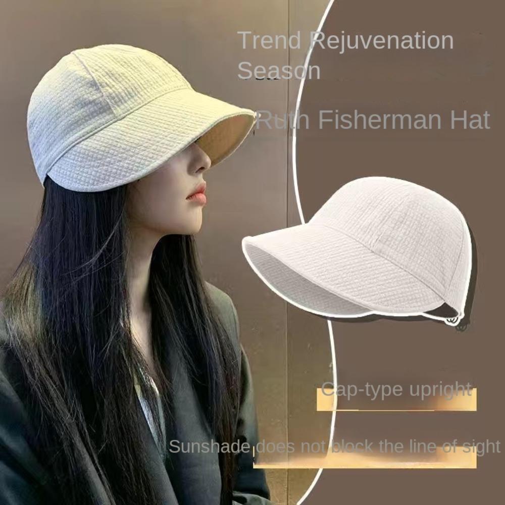 Waffle Sun Hat Foldable Peaked Cap Casual Fisherman Cap  Summer