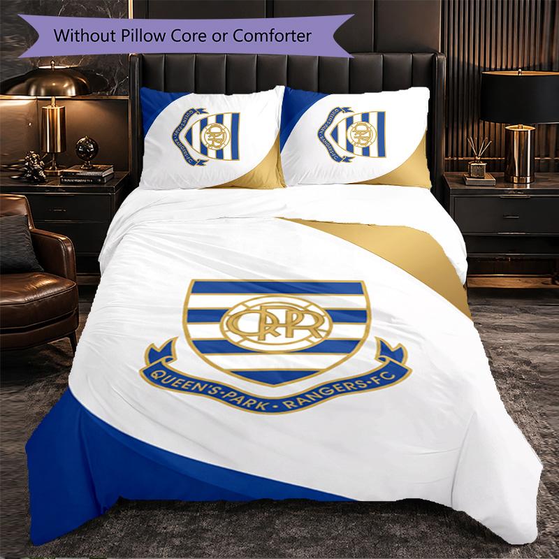 Queens Park Rangers Football 3 Piece Bedding Set Soft Duvet Cover Set with Pillowcases Printed Bedroom Decor Set for Home