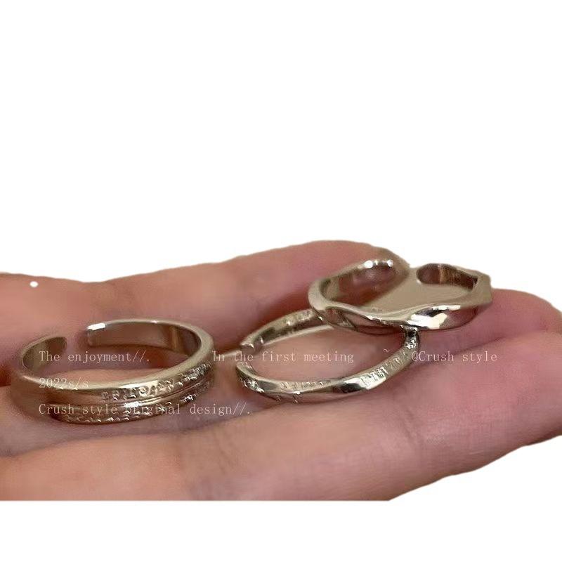 Silver Plain Ring Ring Three-piece Female Cold Wind Simple Temperament Versatile Index Finger Ring Ins Personalized Tail Ring