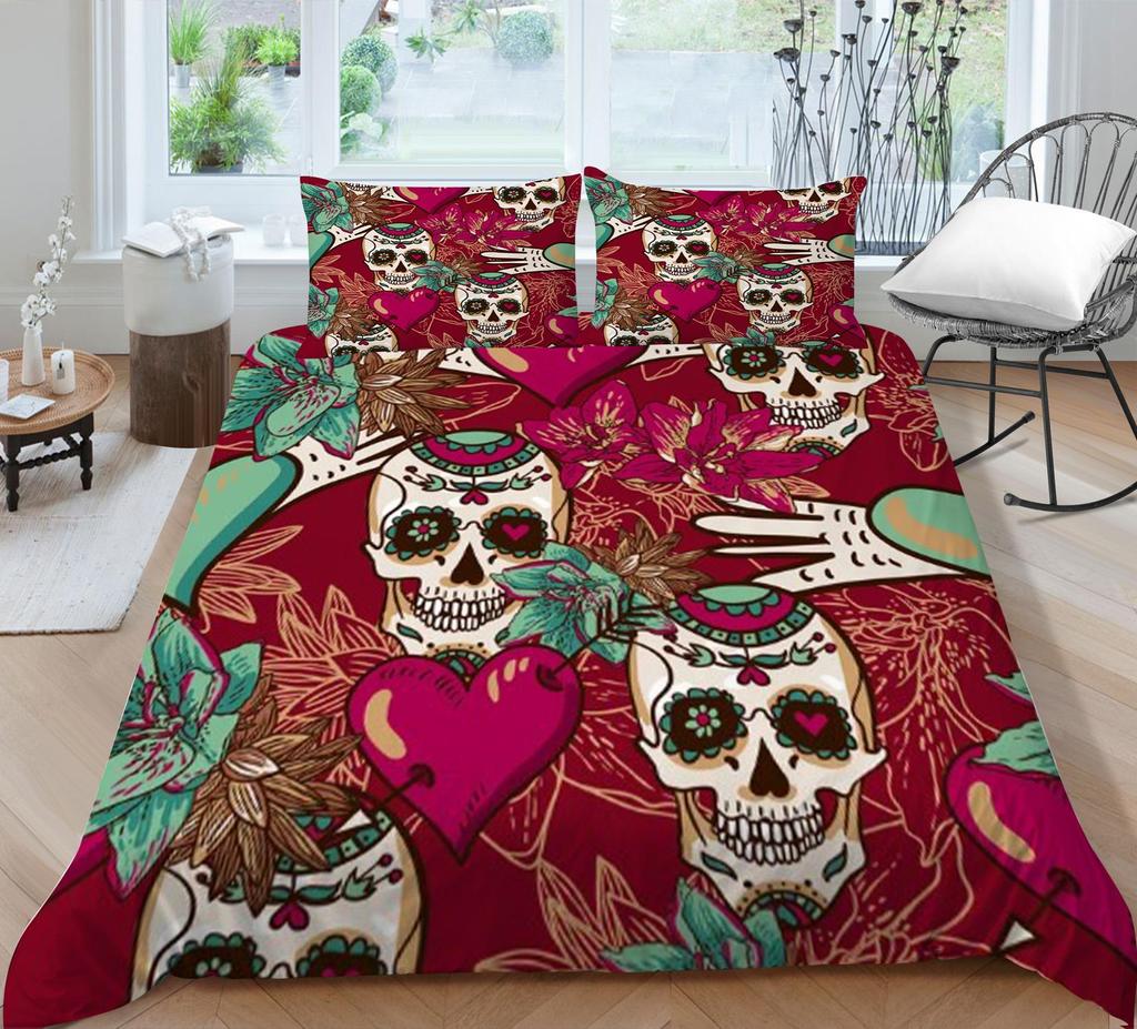 Bedding Suit 3D Skull Print Bed Cover Home Bedclothes  Fashionable Duvet Cover Sets Polyester Single Double King Size
