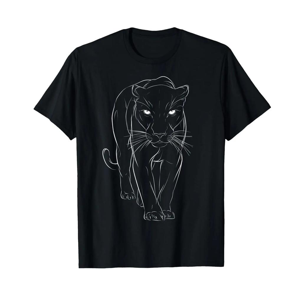 Panther Tiermuster T Shirt Vintage Fashion Versatile Breathable Casual Soft Unisex Homme Stretched Slightly Stylish