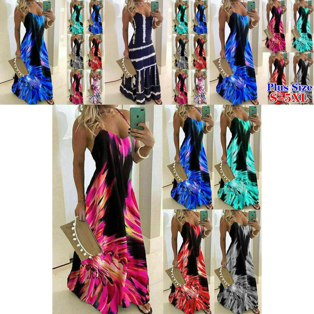 Элегантное женское летнее платье-кафтан на бретельках с цветочным принтом в стиле бохо, идеально подходящее для пляжных дней