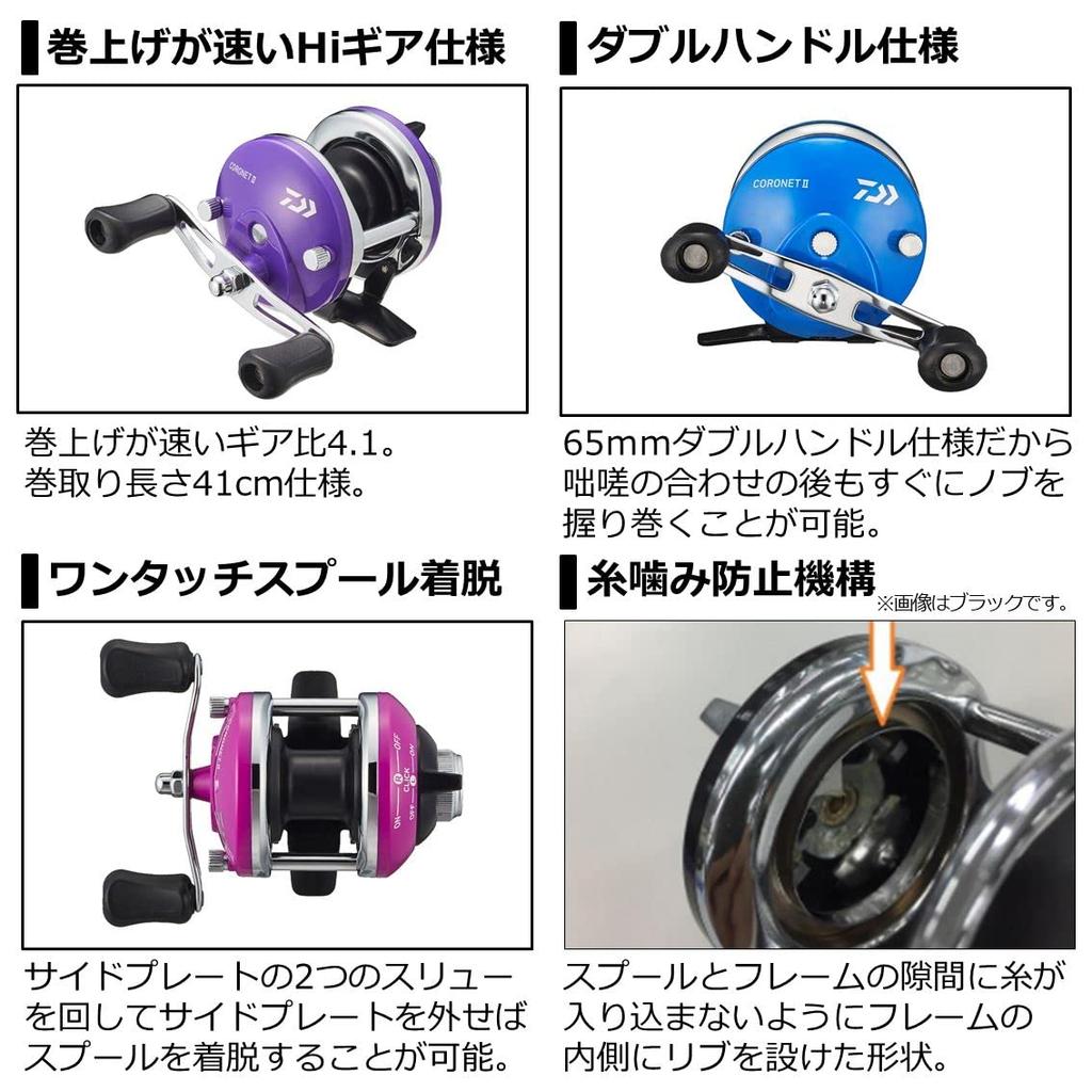 Daiwa Двухосевая катушка 22 Coronet II Purple (Модель 2022 года)