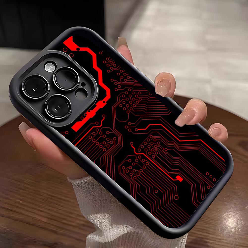 Креативный чехол для телефона с рисунком печатной платы Для iPhone 17 Pro Max 15 Pro 16 14 Plus 12 13 Mini 11 Pro Ударопрочный мягкий чехол
