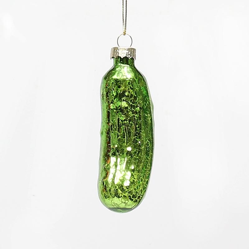 1 шт. Подвесное украшение на елку, стеклянная подвеска-огурец, креативный маринованный огурец, подвеска для декора елки
