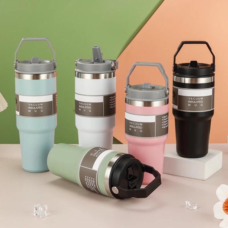 Portable Thermal Coffee Cup To Carry High Capacity Mug Thermos for Hot Coffee Gym Water Bottle Stainless Steel Insulated Tumbler