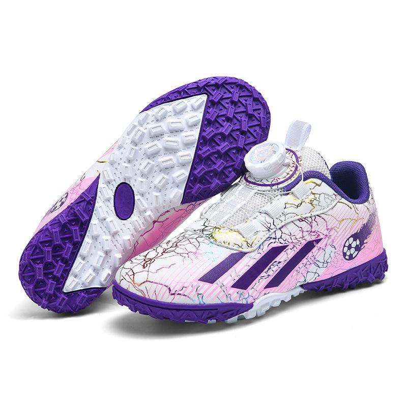 Kids' Low-Top Football Training Shoes with Rotating Buckle