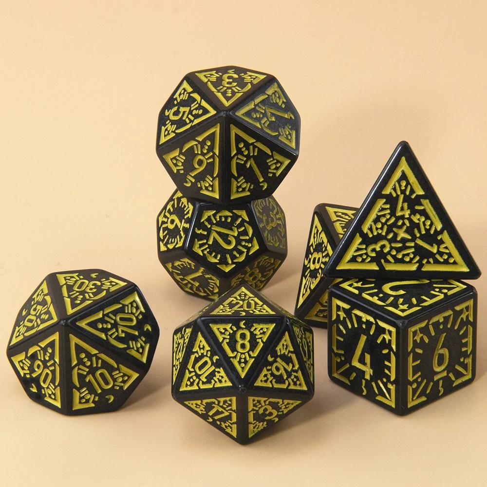 Набор многогранных кубиков DND, 7 шт. D4-D20, удивительные игровые кубики с гравировкой для сувенирных развлечений, ролевых игр, настольная игра