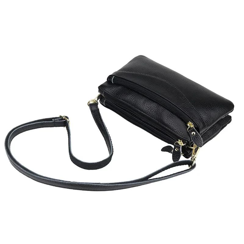Genuine Leather Women Crossbody Bag Small Shoulder Handbags Casual Wristlet Clutch Purse Large Capacity Messenger Bags for Women
