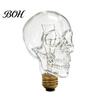 Spooky Haunted House Accessories Glass Skull Light Bulb, Halloween E27 Personalized Niche Gifts for Men Threaded Retro Decorative Bulb Gothic