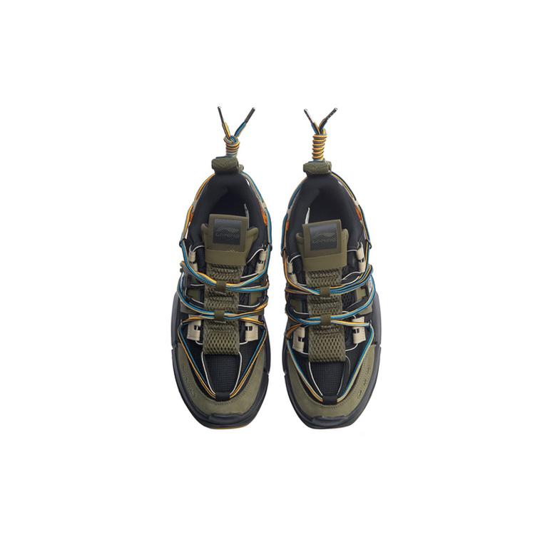 Li Ning Pan Gu Амортизация Скользкие Устойчивые к истиранию Низкие Спортивные Повседневные Кроссовки Мужские Черный Зеленый AGLP075-10