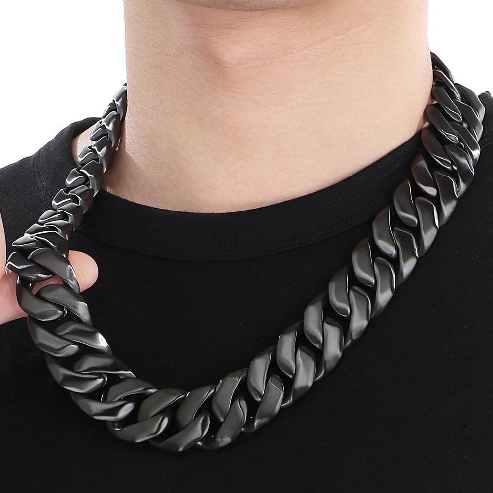 Мужское ожерелье из кубинской цепи длиной 60 см и шириной 24 мм из матовой цельной нержавеющей стали с панцирным плетением для мужчин, ювелирные изделия на шею