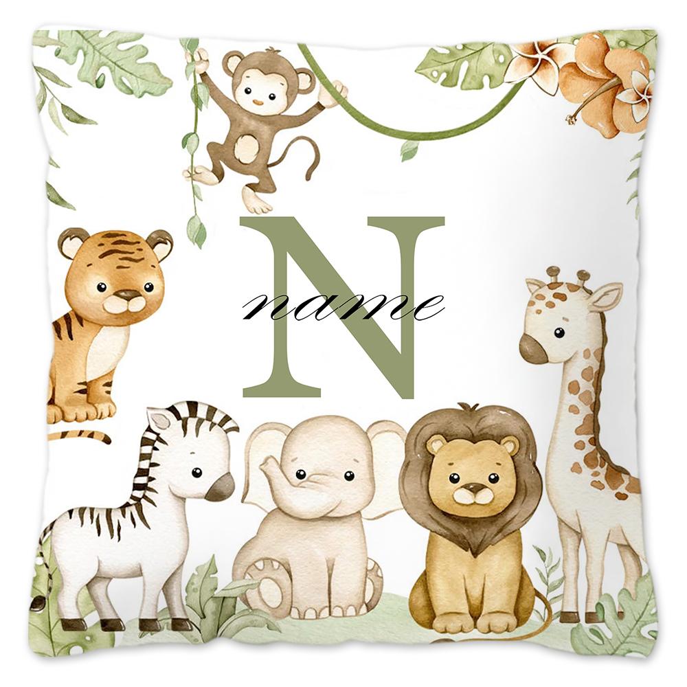 Животное с именем Наволочка Персонализированная наволочка Пылезащитный чехол Спальня Детская Дикая вечеринка Украшение Наволочка День рождения Детский подарок