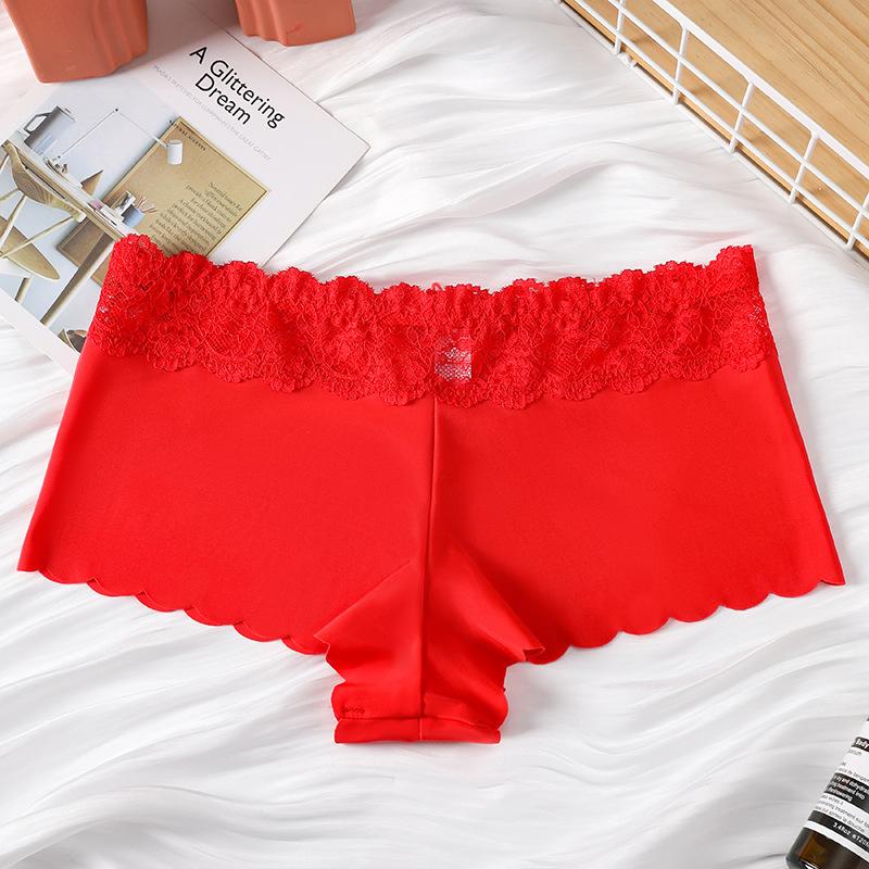 Sexy Large Size Animal Pattern Panties Ice Silk Seamless Boxers Mid-Waist Sports Fitness Women'S Panties