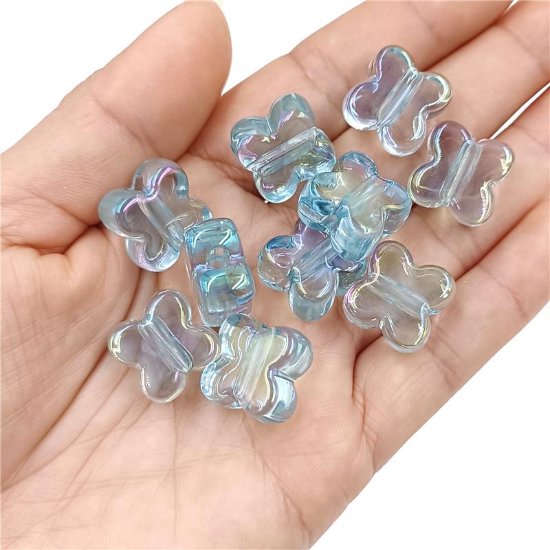 High Quality 10pcs Bracelet Necklace Creative Beaded Material Magic Color Highlighting Transparent UV Plated Four-petal Flower Loose Beads