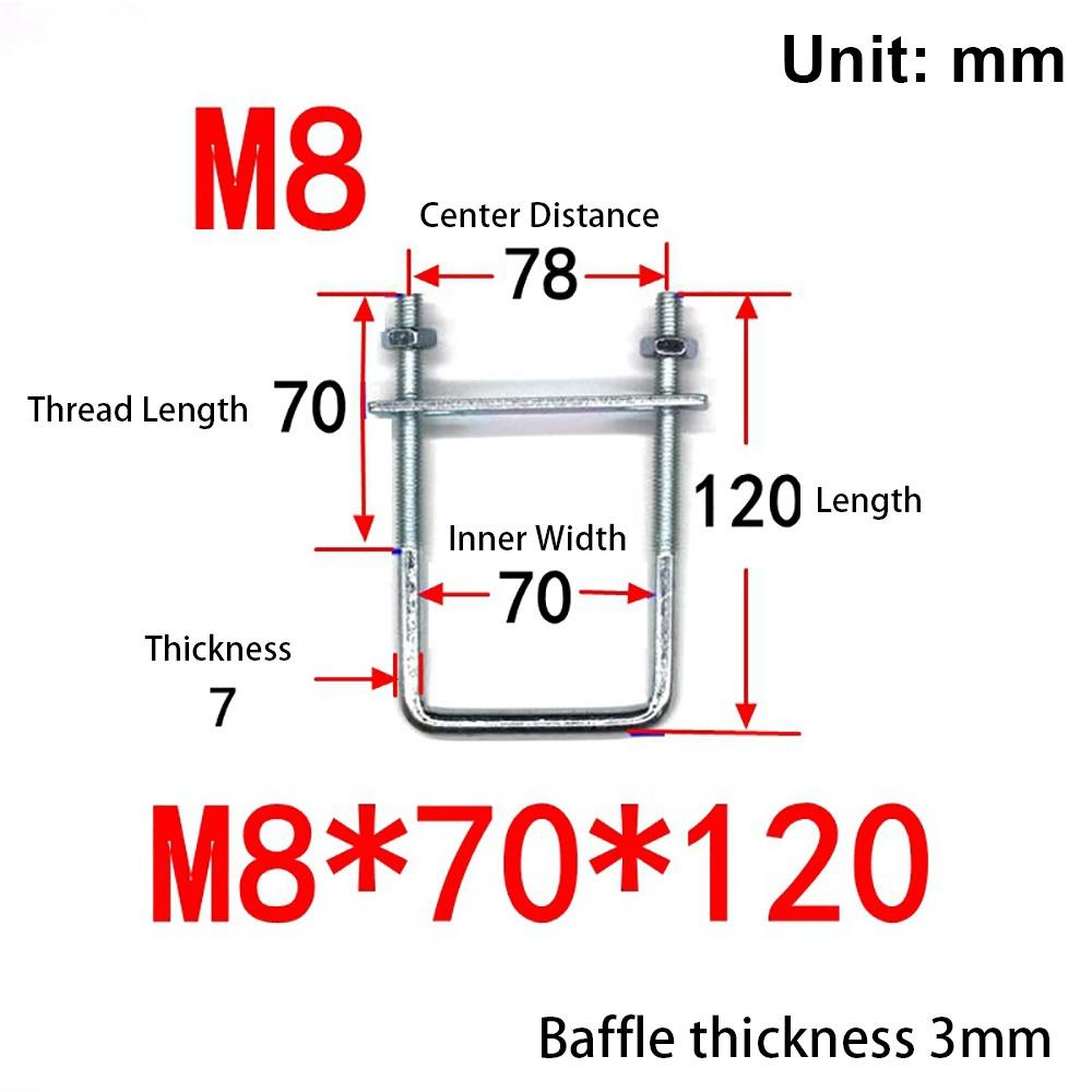 1 шт. с перегородкой U-образный хомут Оцинкованная углеродистая сталь Q235 Квадратный болт для квадратной трубы