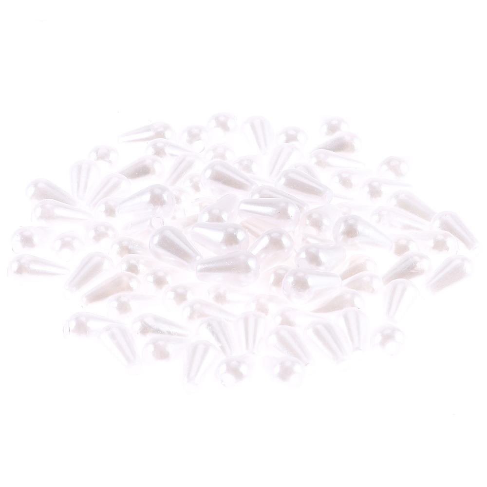 Упаковка из 100 бусин из искусственного жемчуга размером 6x10 мм в форме капли для ювелирных аксессуаров